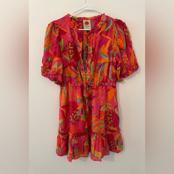 FARM RIO Fruit Brush Minidress Bright Print Summer Ruffles NWT Small - Picture 1 of 12